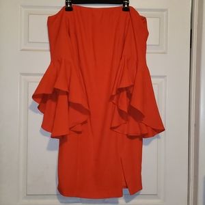 Off shoulder, bell sleeve dress